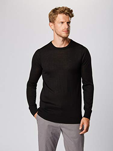 Scotch & Soda Merino Wool Knit suéter, Negro (Black 90), Small para Hombre