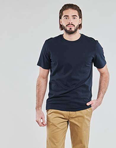 Scotch & Soda Nos Cotton tee with Wider Neck Rib Camiseta, Azul (Navy 57), Large para Hombre