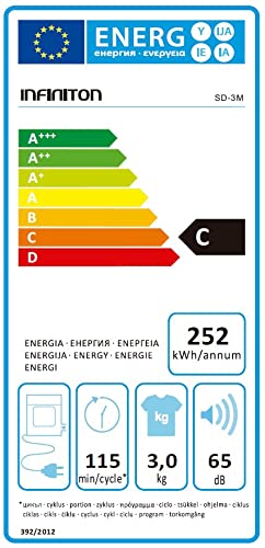 SECADORA INFINITON SD-3M EVACUACION (3KG, Display, Sensores LED, Control Electronico, Funcion anti-arrugas)