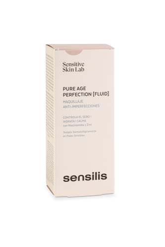 Sensilis Pure Age Perfection Maquillaje 8 Horas de Duración, Tratamiento Antiimperfecciones, Para Pieles Grasas y Con Acné, Tono 01 Beige - 30 ml