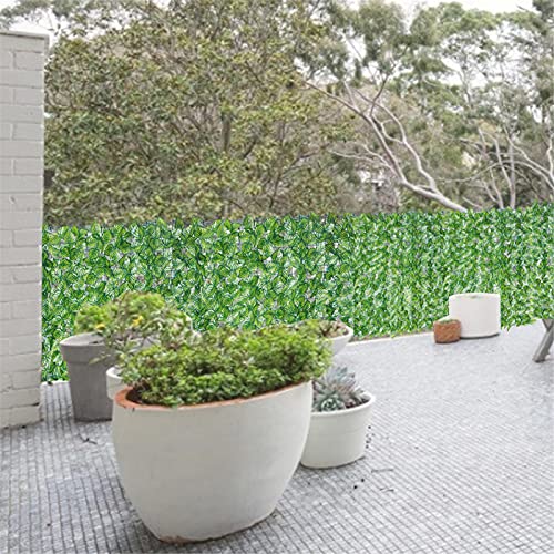 Seto Artificial de Ocultación para Jardín de Plástico Verde, Valla de Setos y Hojas de Hiedra Artificial, Decoración para Exteriores y Jardines