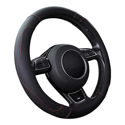 SFONIA Cubierta del Volante Fundas para Volante de Cuero del Microfibra Universal 37-38cm / 15" Antideslizante Transpirable Durable (Color Negro)