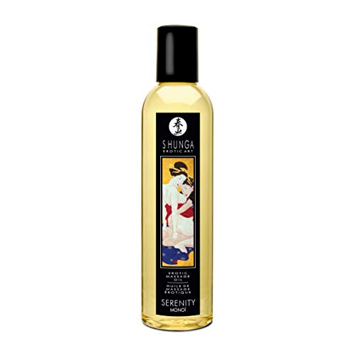 Shunga Aceite Masaje Serenity, MonoÏ, Color Amarillo Translúcido - 250 ml, 7.5 cm x 19 cm x 7.5 cm