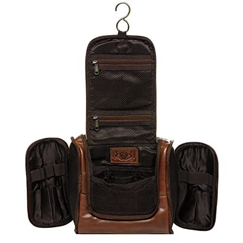 SID & VAIN® Neceser Dexter Bolso de Viaje Bolsa de Aseo Piel marrón