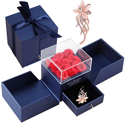 Siebwin Rosa Eterna, Rosa con Ramillete de Diamantes de imitación para Regalos San Valentin Aniversario Cumpleaños tu Mujer Madre Novia, Regalos Originales para Mujer, Regalo Dia de La Madre