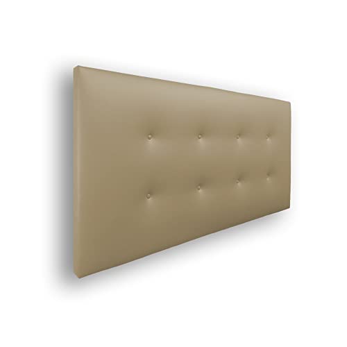 Silcar Home - Cabecero de Cama Tapizado en Polipiel con 2 Hileras de Botones - Modelo Carlo (Beige, 160 cm) - Cabecero Acolchado - Cabezal Tapizado - Cabecero Original - Transporte Incluido