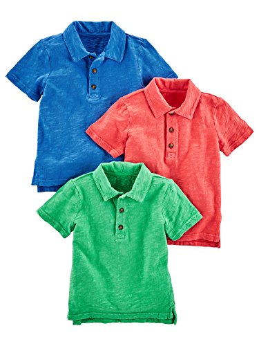 Simple Joys by Carter's 3-Pack Short Sleeve Polo, Green, Blue, Red, 5T,