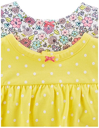 Simple Joys by Carter's Baby Girls paquete de 3 pelele, traje de sol y vestido ,Pink Dot/Floral/Yellow Bird ,0-3 Months