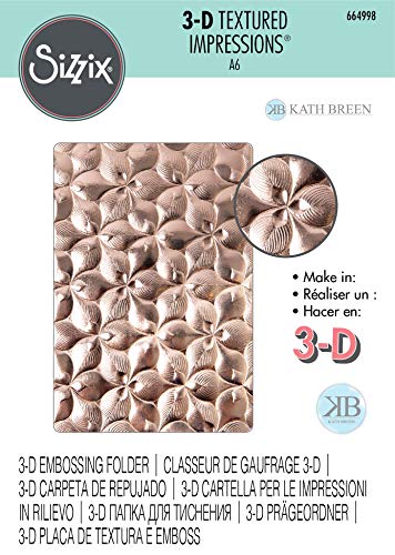 Sizzix 664998-Carpeta para Repujado con Textura 3D, diseño de pétalos orgánicos por Kath Breen, Multicolor, Talla única