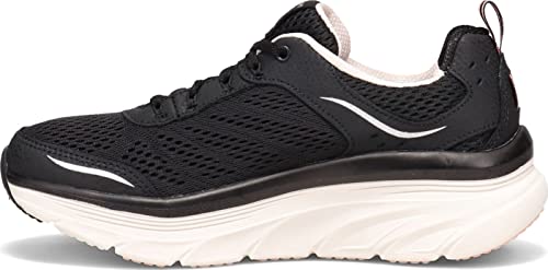 Skechers D'lux Walker, Zapatillas Bajas Mujer, Negro (Black Leather/Mesh/Pink Trim Bkpk), 40 EU