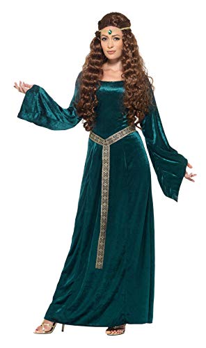 Smiffy'S 45497L Disfraz De Doncella Medieval Con Vestido Y Diadema, Verde, L - Eu Tamaño 44-46