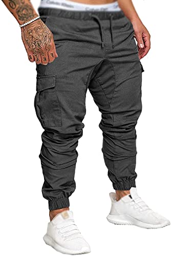 Socluer Hombre Pantalones de Carga Deportiva de Talla Grande Pantalones Largo con Bolsillos Pantalones Cinturón de Cintura elástico Casuales Pantalones