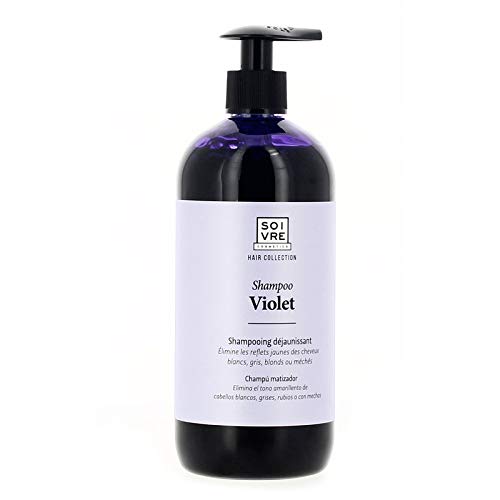 SOIVRE CHAMPU VIOLET 500 ML Este champú matizador del color con pigmentos violetas ayuda a eliminar los tonos amarillentos no deseados en los cabellos blancos, grises, teñidos o naturales.