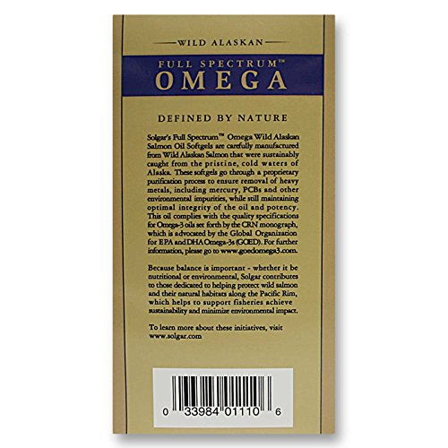 Solgar - Full Spectrum  Omega - Aceite de salmón salvaje de Alaska - 120 cápsulas blandas