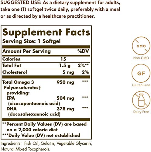 Solgar Triple Strength Omega-3 950 Mg (Triple Pack) 100 Softgels