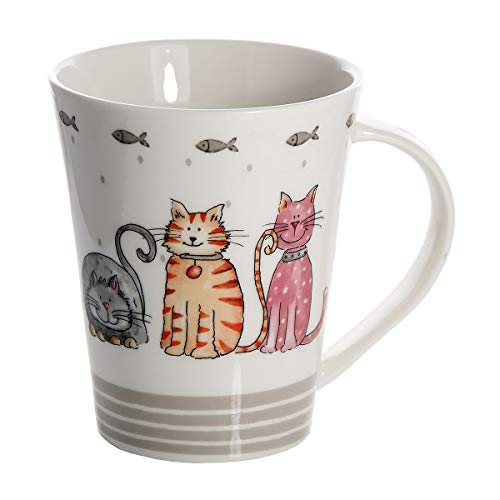 SPOTTED DOG GIFT COMPANY - Tazas de café - tazas de desayuno con motivo de gato - Juego de 4 - regalos originales para mujeres hombres