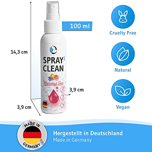 SPRAY2CLEAN Morning Sun spray antiácaros para almohadas | Spray limpiador de tejidos para sofá, cojines, cortinas | Neutralizador de olores con aceites esenciales | 100ml