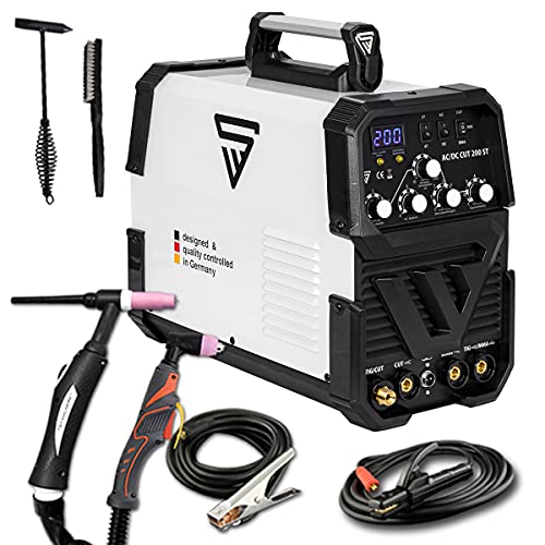 STAHLWERK AC/DC TIG 200 Plasma ST IGBT - Máquina de soldar TIG + MMA Kombi 200 Amp con cortador de plasma de 50 Amp CUT, apto para ALU, 7 años de garantía