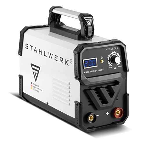 STAHLWERK ARC 200 ST IGBT - máquina de soldar DC MMA/soldadura de electrodos con 200 Amperio reales muy compactos, blanco, 7 años de garantía del fabricante