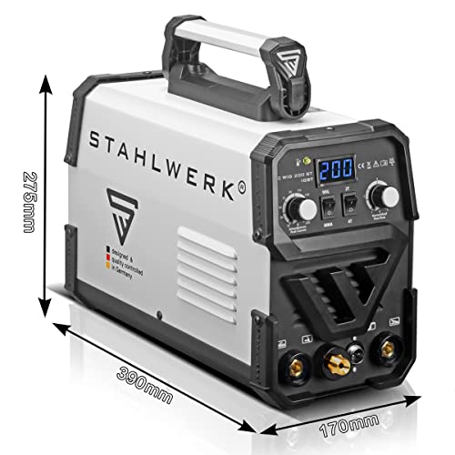 STAHLWERK DC WIG 200 ST IGBT - Máquina de soldar combinada con 200 Amperio y MMA soldadura de electrodos, soldar acero y acero inoxidable, 7 años de garantía (sin soldadura ALU)