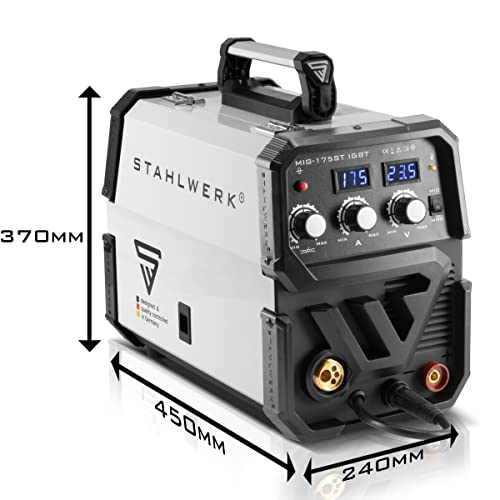 STAHLWERK MIG 175 ST IGBT máquina de soldar con gas de protección MIG MAG y 175 A, adecuada para FLUX, con MMA soldadura de electrodos, 7 años de garantía