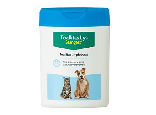 STANGEST Toallitas Higiénicas LYS para Perros y Gatos | Limpieza Ojos, Oídos y Piel | Toallitas Limpiadoras con Aloe Vera y Agua Hamamelis | 40 Unidades