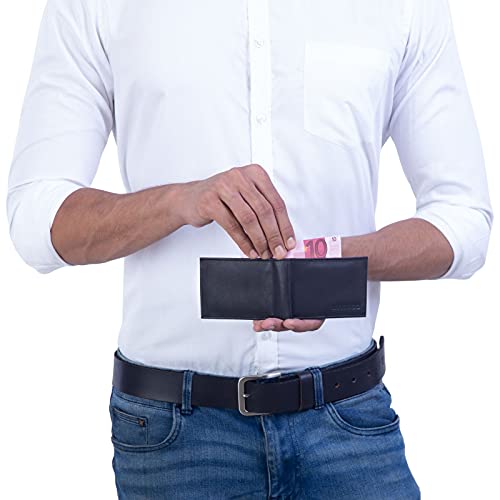 STILORD 'Lincoln' Monedero Mini Billetera Cuero RFID NFC Protección Slim Wallet para Hombres y con Billetera Mondero Piel, Color:Negro