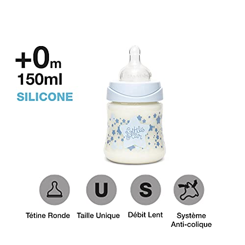 Suavinex, Pack Ahorro Little Star 2 biberones 270ml + 2 biberones 150ml + Chupete -2-4 meses, Azul