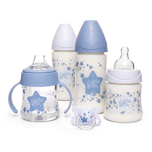 Suavinex, Pack Ahorro Little Star 2 biberones 270ml + 2 biberones 150ml + Chupete -2-4 meses, Azul