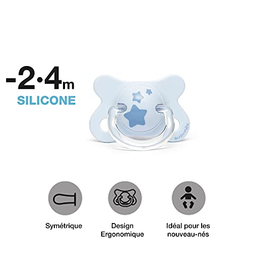 Suavinex, Pack Ahorro Little Star 2 biberones 270ml + 2 biberones 150ml + Chupete -2-4 meses, Azul