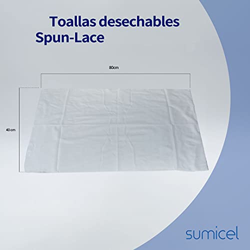 SUMICEL - Toallas Desechables Spun-Lace para peluquería y estética. Color Blanco (100, 40 x 80 cm)