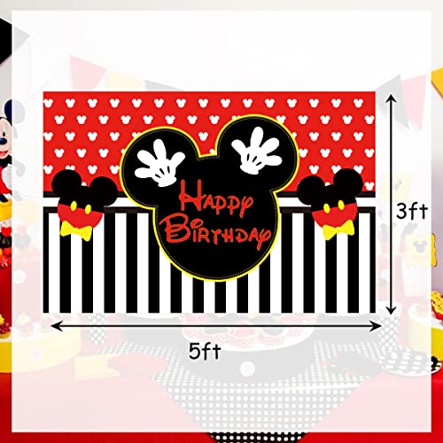 Suministros temáticos de fiesta de cumpleaños de Mickey, kit de guirnalda de globos negros con fondo de Mickey para niños 1º 2º 6 meses decoración de cumpleaños