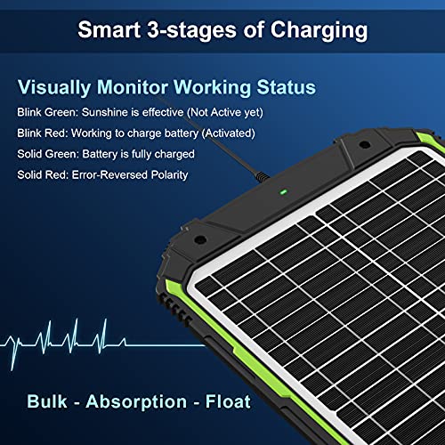 Sun Energise 12V 20W Panel Solar Portátil Cargador de Batería, Controlador de Carga MPPT Inteligente Incorporado Para Automóvil, Barco, RV, ATV, Remolque, Deportes de Motor, Moto de Nieve