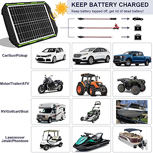 Sun Energise 12V 20W Panel Solar Portátil Cargador de Batería, Controlador de Carga MPPT Inteligente Incorporado Para Automóvil, Barco, RV, ATV, Remolque, Deportes de Motor, Moto de Nieve