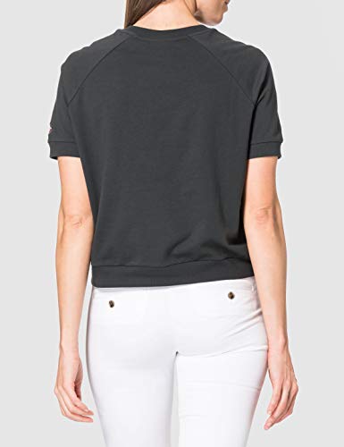 Superdry Workwear Cropped Sweat Crew Camiseta, Negro Lavado, M para Mujer