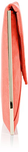 SwankySwans Louis Suede Slim Envelope Party Prom Clutch Bag Clutch, Naranja (Neon Coral), Talla Unica