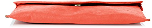 SwankySwans Louis Suede Slim Envelope Party Prom Clutch Bag Clutch, Naranja (Neon Coral), Talla Unica