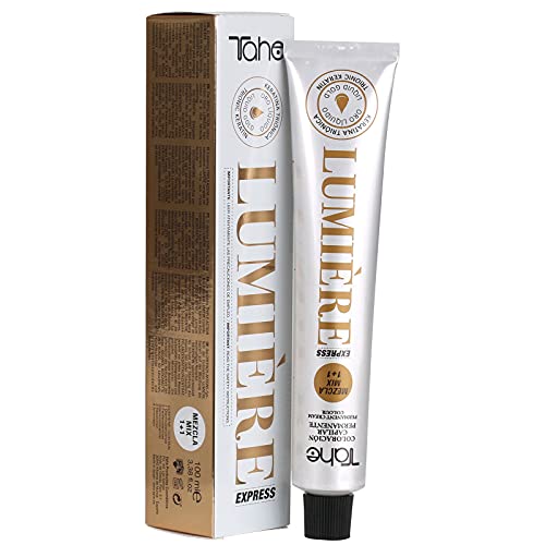 Tahe Lumière Express Tinte de Pelo Profesional Coloración Capilar Permanente Tinte Castaño Medio Tono 4 con Keratina Triónica y Oro Líquido 100 ml