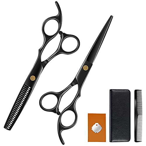 TAKRINK Tijera Peluquería Profesional Kit de Tijeras de Corte de Pelo Tijera para Cabello Barbero Portátil Tijeras Peluquero Acero Inoxidable con Tornillo de Tensión de Ajuste Fino para Hogar Salón