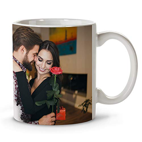 Taza con Foto Personalizada. Regalos San Valentin Personalizados. Tazas Personalizadas Interior Color. Taza San Valentin de Cerámica. Corazones