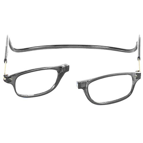 TBOC Gafas de Lectura Presbicia Vista Cansada – Montura Gris Graduadas +2.00 Dioptrías Hombre Mujer Regulables Imantadas Magnéticas Plegables Lentes Aumento Leer Ver Cerca Cuello Cierre Imán