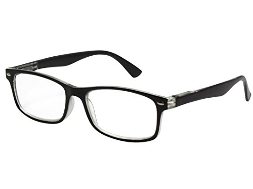 TBOC Gafas de Lectura Presbicia Vista Cansada - (Pack 2 Unidades) Graduadas +1.50 Dioptrías Montura de Pasta Transparente + Marrón Hombre Mujer Unisex con Lentes de Aumento para Leer y Ver de Cerca