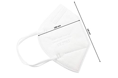 TBOC Mascarillas FFP2 - [Pack 10 Unidades] Máscaras Desechables [Color Blanco] 5 Capas [No Reutilizables] Transpirables Plegables con Pinza Nasal [Certificadas y Homologadas CE 2163]