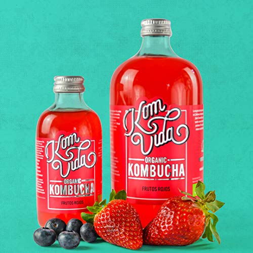 Té kombucha. Komvida. Kit sabor Frutos rojos. 12 botellas de 250 ml. Envío en frío.