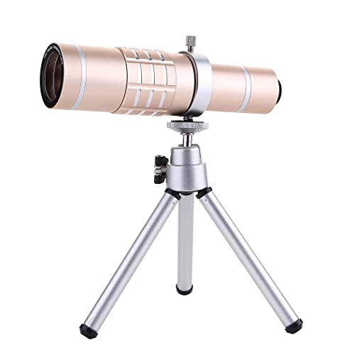 Telescopio Práctico Monocular, Telescopio Allmetal para Teléfonos Móviles Universal 18X de Alta Definición, Telescopio Monocular con Zoom, Perfecto para la Observación de Aves, Conciertos de Senderis