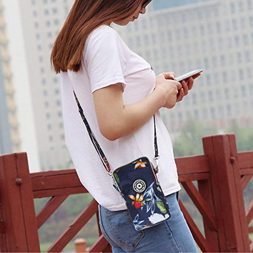 TENDYCOCO bolso de teléfono con cremallera para mujer bolso de moda soporte para teléfono cuello colgante bolsa de teléfono para viajes de viaje de compras - azul marino