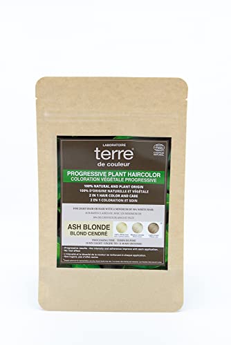 Terre de Couleur Progressive Plant Haircolor Powder, Long-Lasting Color With Full Coverage of White Hair, 100% Natural & Plant-Based, No Synthetic Ingredients 100g - Ash Blond