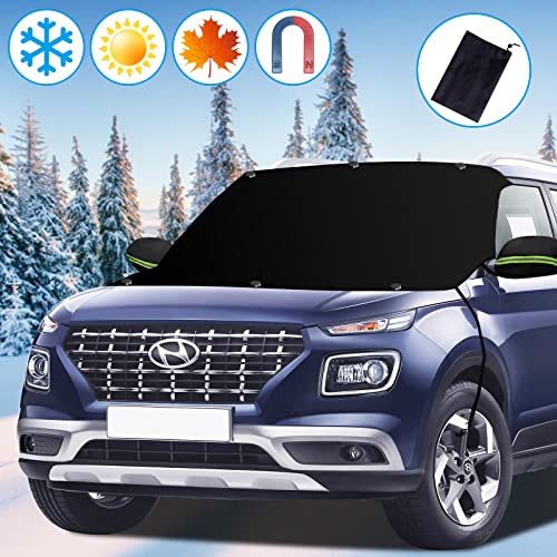 Tevlaphee Protector Parabrisas Hielo Protector de Parabrisas Magnético Cubierta de Parabrisas para Coche Protege de Hielo, Nieve Viento, Funda Plegable Parabrisa Delantero Universal, 216 * 125cm