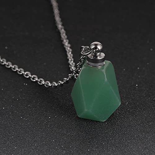 TFOOD Colgante Piedras Naturales, Exquisita Botella De Perfume De Aventurina Verde Natural Forma De Cristal Colgante Collar Reiki Chakra Collar Encanto Joyería para Mujeres Hombres Amigo Joya Regalo