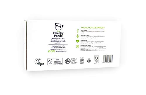 The Cheeky Panda – Pañuelos de bambú | Caja de 80 pañuelos (3 grosores) | Caja rectangular hipoalergénica, sin plástico, ecológico, súper suave, resistente y duradero